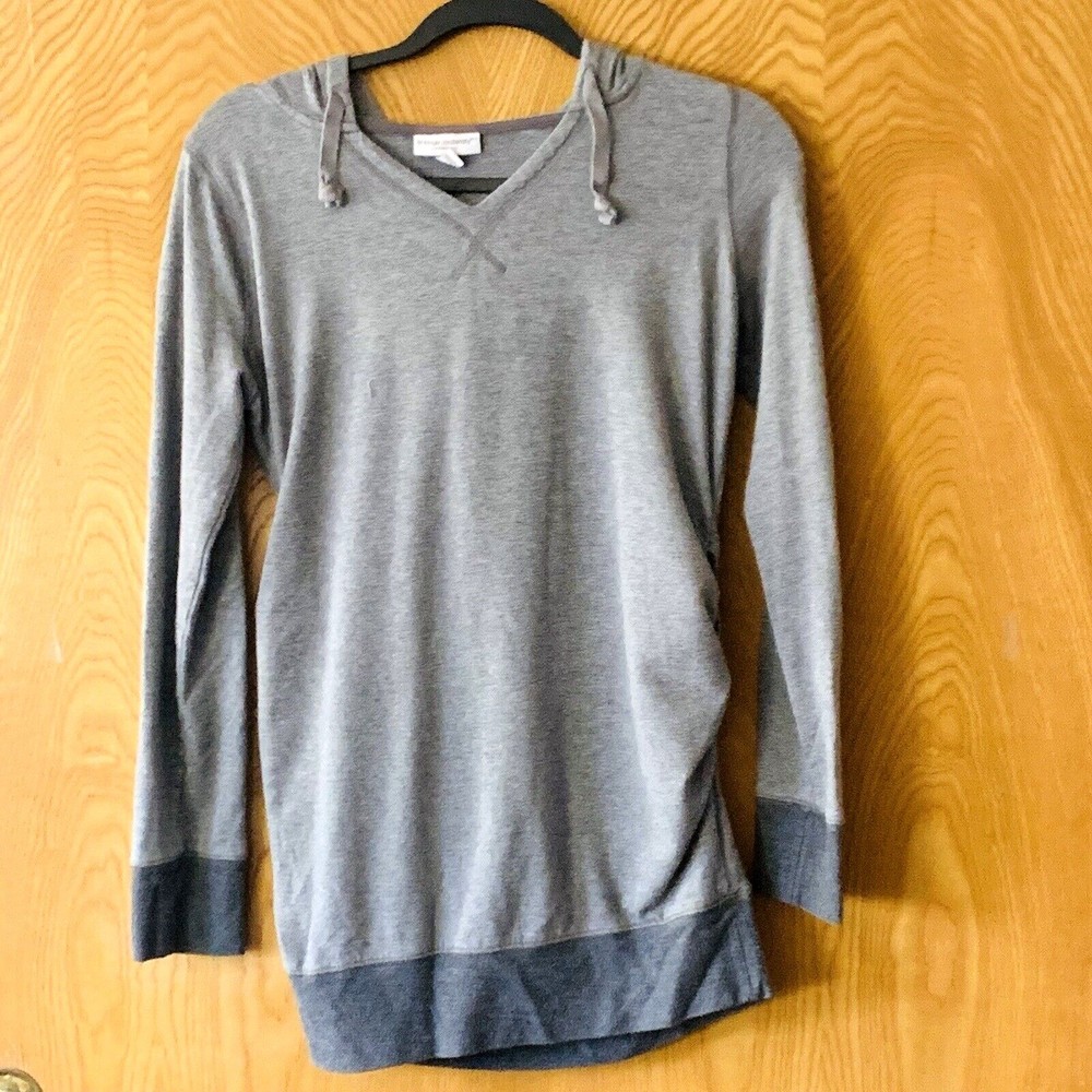 Liz Lange Maternity Size XS Long Sleeve Grey Pullover Tunic Hoodie